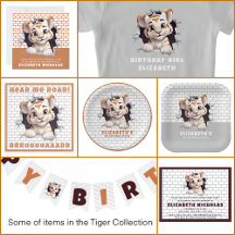 1000. Cute Tiger Cub Peeking From Hole in Wall