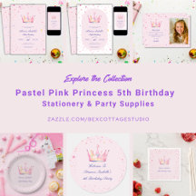 Princess Crown Pastel Pink Little Girl Birthday