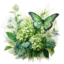Chic Green Hydrangea Butterfly Wedding Suite