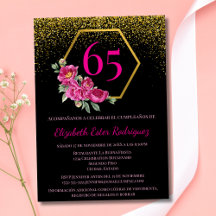 Spanish 65th Birthday Party Invitations for Women