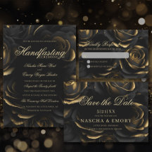 Gothic Black & Gold Roses Wedding | Handfasting