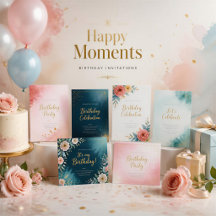 Happy Moments | Birthday Invitations