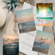 Beach Palms Wedding Invitations