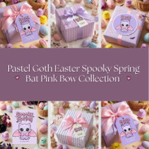 Pastel Goth Easter Spooky Spring Bat Pink Bow