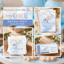 Cute Blue Brown Baby Bear On Plane Birthday 