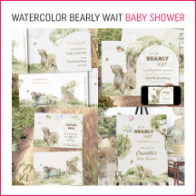 Watercolor Bearly Wait Baby Shower
