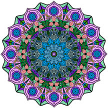 ma - 12 Petals - TealRose Pink Orange