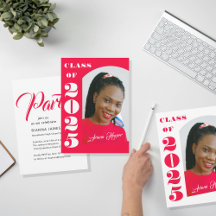 Trendy Chic Pink Script Photo Graduation Suite