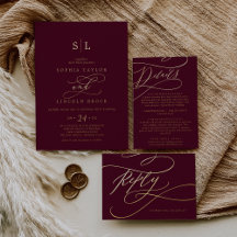 Romantic Burgundy and Gold Foil Wedding Collection