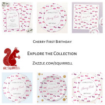 Cherry First Birthday Party Invitations + Supplies