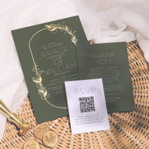 Elegant Botanical Gold Frame Wedding