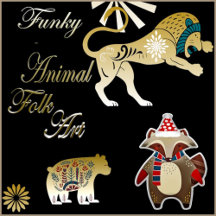 Funky Artsy Decorative Animal Folk Art