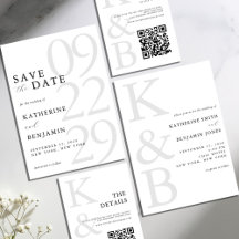 Modern Black and White Monogram Minimalist Wedding
