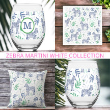 Zebras with Martinis White Background