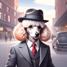 Vintage Gangster Poodle - Red Tie