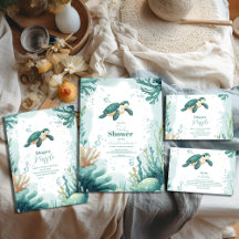 Baby Shower Sea Turtle Watercolor 