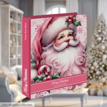 Modern Pink Santa Claus Pinkmas Ring Binders