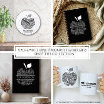 Black Apple Typography Teacher Gifts