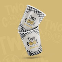 2nd birthday smile face retro black white groovy