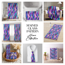 Stained Glass Mosaic Pattern In Purple and Blue 
