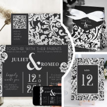 Modern Black And White Elegant Damask Wedding 