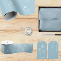 Elegant Dusty Blue Simple Flowers Gift Accessories