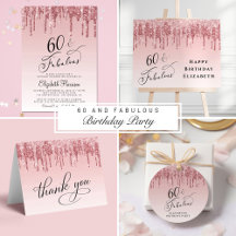 Pink Rose Gold Glitter 60th Birthday Party
