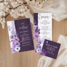 Purple Floral Wedding Stationery Collection
