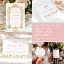 Elegant Enchanted Pink Floral Frame Baby Shower