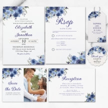 Rustic Wedding with Blue Navy Watercolor Flowers