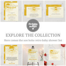 Here comes the son boho retro baby shower Set