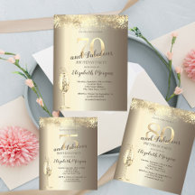 Luxury Champagne Glass Gold Confetti Birthday 