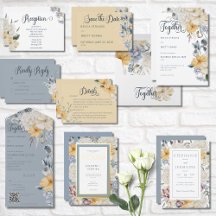 Blue Yellow & White Floral Suite Cards