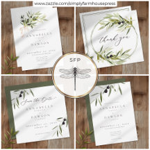 Olive Branch Watercolor Elegant Minimalist Wedding