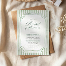Sage Green Watercolor Striped Bridal Shower 