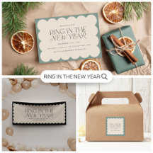 Modern minimal elegant retro wavy edge new years