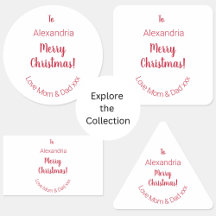 Cute Merry Christmas Stickers Minimal Red White