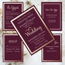 Modern Elegant Typography on Purple Rose Gold Wedd