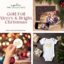 Christmas Gold Foil Merry and Bright