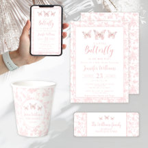 Pastel pink floral pattern baby girl shower