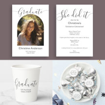 Minimalist Script Type Graduation Party (White)