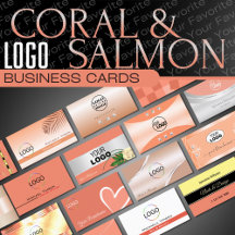 Coral & Salmon Logo Business Cards - Classy Luxury