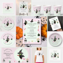 Wickedly Cute Green Witch Halloween Birthday 