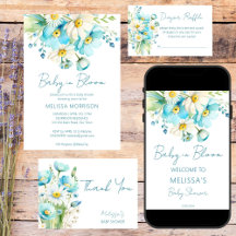 Baby in bloom blue spring summer baby shower