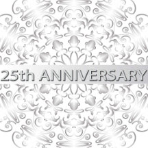 25th Wedding Anniversary silvery and ornate emblem