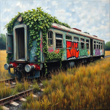 Abandoned Vintage Train covered in Ivy & Graffiti