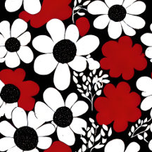 Red, Black and White Floral Pattern 