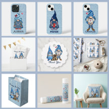 Watercolor Denim Gnomes