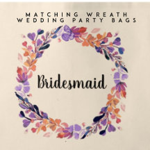 MATCHING FLORAL WREATH BRIDAL TOTE BAGS