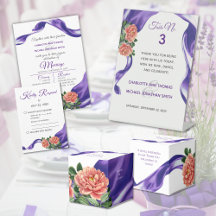 Royal Purple Ribbon & Floral Wedding Suite